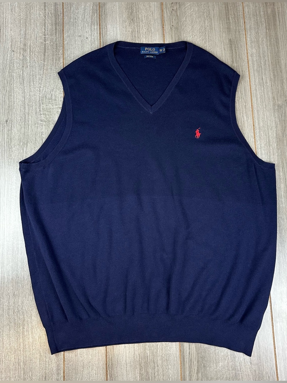 Polo Ralph Lauren Sweater Vest Mens 4XLT XXXXL TALL Pima Cotton Solid Navy Blue
